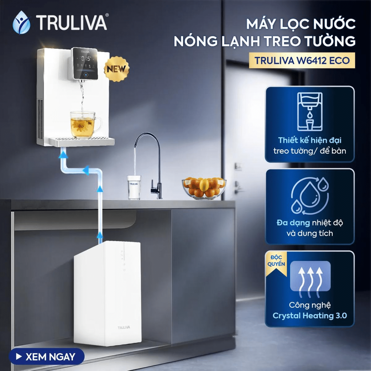 Máy nóng lạnh treo tường Truliva W6412